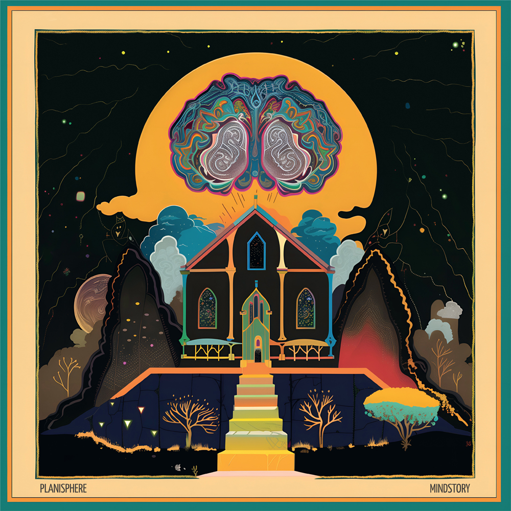Cover shows a colorful house under a colorful brain in a space landscape.
